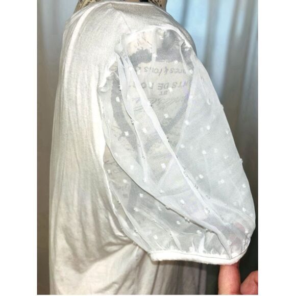 Sugar & Rose Women’s Size XL Puffy Sleeve Paris “True Love Forever” Graphic Top - Picture 3 of 10